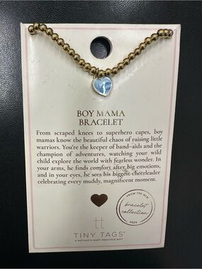Tiny Tags Boy Mama Bracelet 14K Gold Plating lenth 6.5" + 1.5" extender NEW